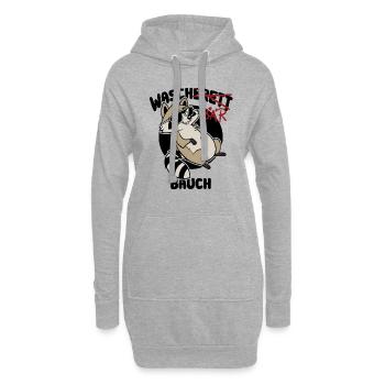 Waschbär Bauch - Waschbrett Bauch Geschenk - Hoodie-Kleid - Grau meliert - Vorne