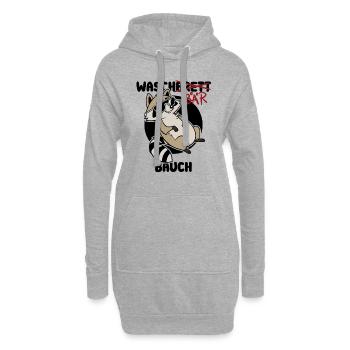 Waschbär Bauch - Waschbrett Bauch Geschenk - Hoodie-Kleid - Grau meliert - Vorne