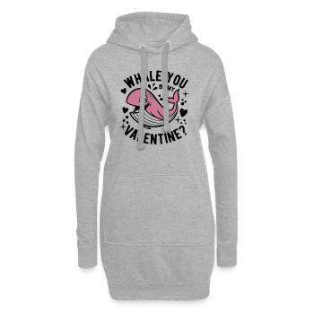 Baleine, tu es mon Valentin ? Saint-Valentin - Sweat-shirt à capuche long Femme - gris chiné - Devant