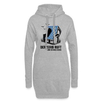 Der Korb ruft - Strandkorb - Meer - Urlaub - Hoodie-Kleid - Grau meliert - Vorne
