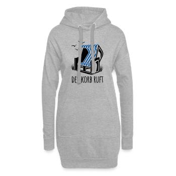 Der Korb ruft - Strandkorb - Meer - Urlaub - Hoodie-Kleid - Grau meliert - Vorne