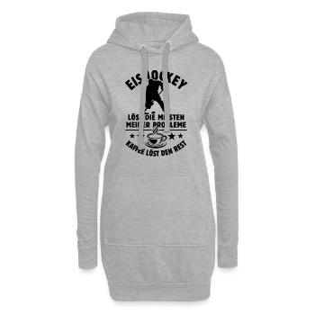 Eishockey löst meine Probleme - Kaffee Spruch - Hoodie-Kleid - Grau meliert - Vorne