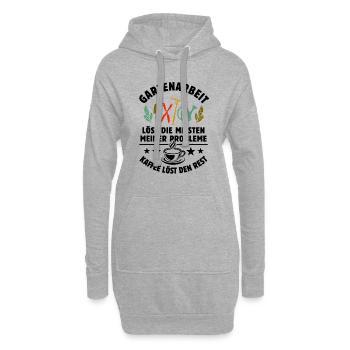 Gartenarbeit löst meine Probleme - Kaffee Spruch - Hoodie-Kleid - Grau meliert - Vorne