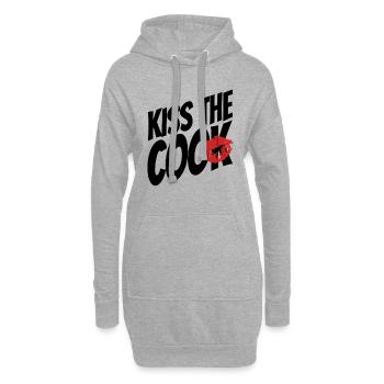 Embrasser le cuisinier - coq - jeu de mots - dire - Sweat-shirt à capuche long Femme - gris chiné - Devant