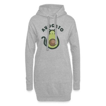 Avogato - Avocado und Katze - Wortspiel - Hoodie-Kleid - Grau meliert - Vorne