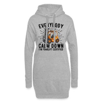 Alle beruhigen sich, ich bin Gabelstapler-zertifiziert - Hoodie-Kleid - Grau meliert - Vorne