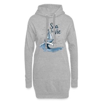 Slogan Vie Marine Voilier Mer - Sweat-shirt à capuche long Femme - gris chiné - Devant