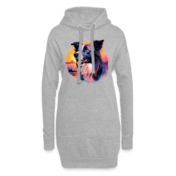 Vintage Sunset Border Collie - Hoodie Dress - heather grey - Front