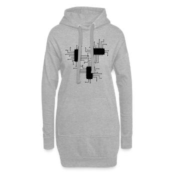 électricien électricien électronique électrique profession tension CPU - Sweat-shirt à capuche long Femme - gris chiné - Devant