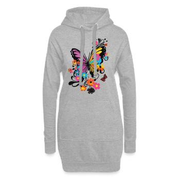 Schmetterling Bunt Farbenfroh Schön Kunst Natur - Hoodie-Kleid - Grau meliert - Vorne