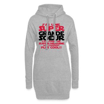 j'ai une super grande sœur - Sweat-shirt à capuche long Femme - gris chiné - Devant
