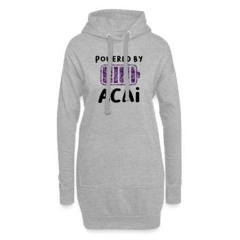 Powered by Acai - Acai Beere Superfood Vegan lila - Hoodie-Kleid - Grau meliert - Vorne