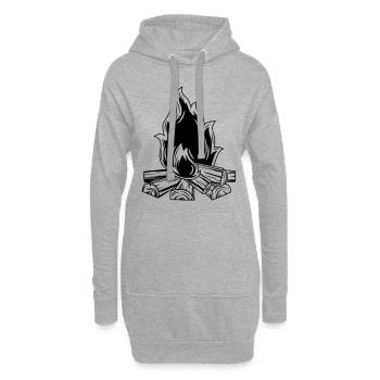 icône de flamme de feu de camp - Sweat-shirt à capuche long Femme - gris chiné - Devant