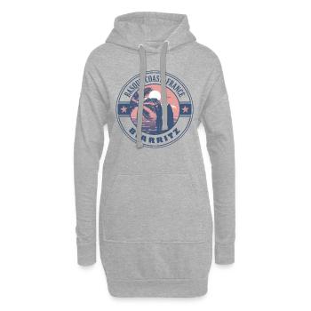 Biarritz Côte Basque France Été Surf Design - Sweat-shirt à capuche long Femme - gris chiné - Devant
