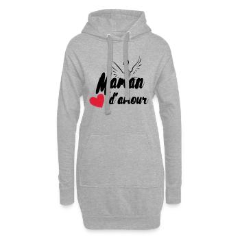 Maman d'amour - Sweat-shirt à capuche long Femme - gris chiné - Devant