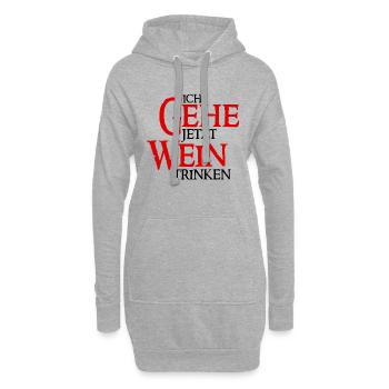 Ich gehe jetzt Wein trinken - Vino Weintrinker - Hoodie-Kleid - Grau meliert - Vorne