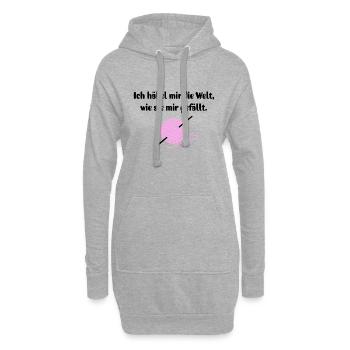 Häkeln Häkelnadel Garn Geschenk Häklerin Spruch - Hoodie-Kleid - Grau meliert - Vorne