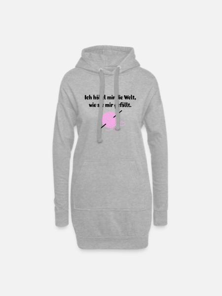 Häkeln Häkelnadel Garn Geschenk Häklerin Spruch - Hoodie-Kleid - Grau meliert