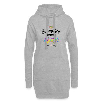 Schmusen is mei Lifestyle - Flirten Küssen Kiss me - Hoodie-Kleid - Grau meliert - Vorne