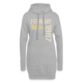 Février 1976 Anniversaire Février 1976 Rétro - Sweat-shirt à capuche long Femme - gris chiné - Devant