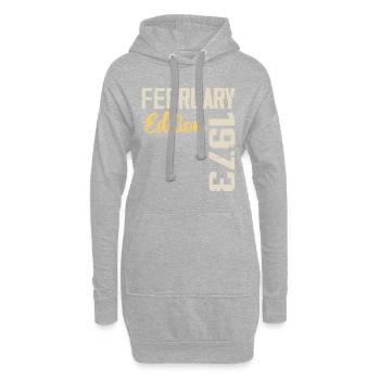 Février 1976 Anniversaire Février 1976 Rétro - Sweat-shirt à capuche long Femme - gris chiné - Devant