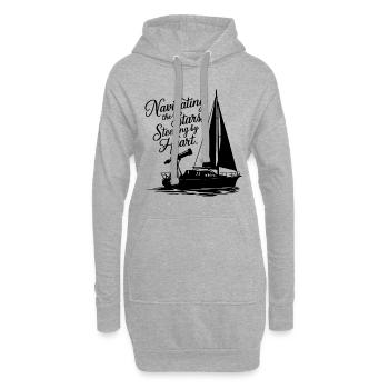 Voile, Voilier, Étoiles, Télescope - Sweat-shirt à capuche long Femme - gris chiné - Devant