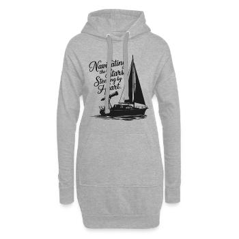 Voile, Voilier, Étoiles, Télescope - Sweat-shirt à capuche long Femme - gris chiné - Devant