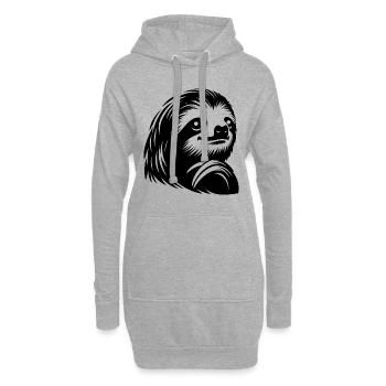 Révérencieux paresseux visage portrait silhouette - Sweat-shirt à capuche long Femme - gris chiné - Devant
