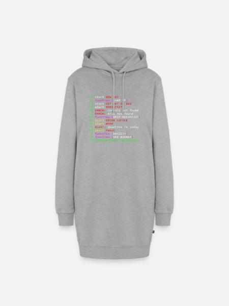 Programmierer Kaffee Tagesrhythmus lustig Geschenk - Hoodie-Kleid - Grau meliert