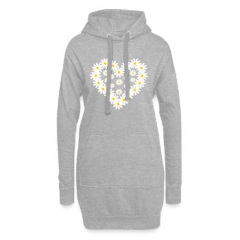 Entzückendes Herz von Gänseblümchen - Hoodie-Kleid - Grau meliert - Vorne
