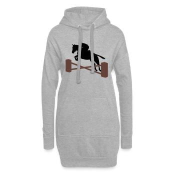 saut d'obstacles - Sweat-shirt à capuche long Femme - gris chiné - Devant