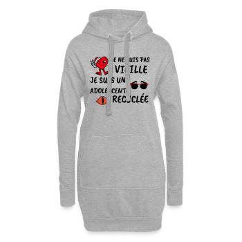 Je ne suis pas vieille je suis une adolescente... - Sweat-shirt à capuche long Femme - gris chiné - Devant