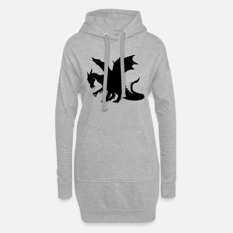 Drache - Hoodie-Kleid - Grau meliert