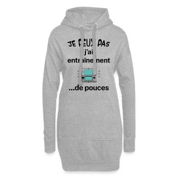 humour geek - Sweat-shirt à capuche long Femme - gris chiné - Devant