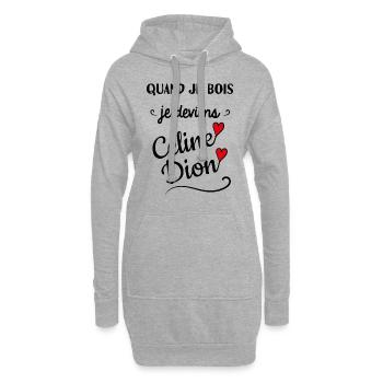 humour Céline Dion - Sweat-shirt à capuche long Femme - gris chiné - Devant