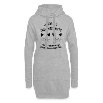 Ich lebe mit meinen Katzen - Hoodie-Kleid - Grau meliert - Vorne