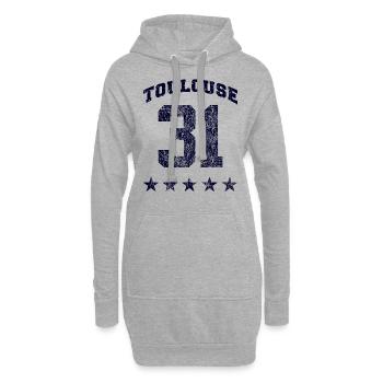 Toulouse 31, 5 étoiles Vintage. - Sweat-shirt à capuche long Femme - gris chiné - Devant