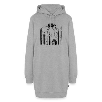 Stiftspinne - Hoodie-Kleid - Grau meliert - Vorne - AI Model Female 172 light (172cm)