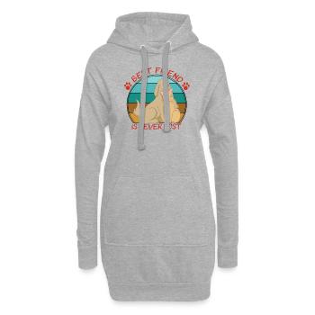 Chat et chien mignons - Sweat-shirt à capuche long Femme - gris chiné - Devant