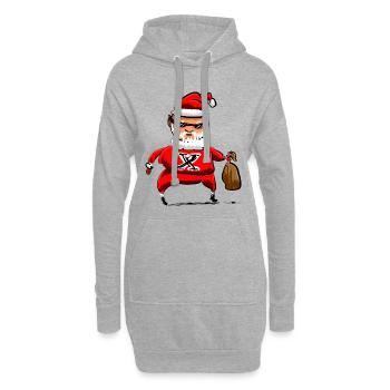 Gangster du Père Noël - Sweat-shirt à capuche long Femme - gris chiné - Devant