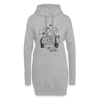 Couple de mariage lune de miel avec coeur et voiture - Sweat-shirt à capuche long Femme - gris chiné - Devant