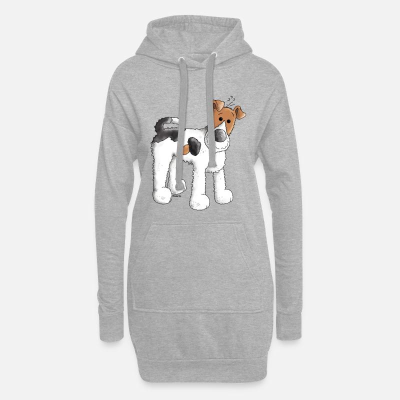 Foxterrier - Fox Terrier - Hund - Hoodie-Kleid - Grau meliert