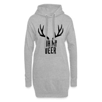 Oh My Deer Geweih Wortspiel Hirsch Humor - Hoodie-Kleid - Grau meliert - Vorne