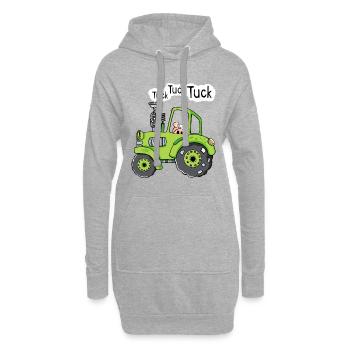 Tuck Tuck Tuck Schwein - Trecker - Bulldog - Comic - Hoodie-Kleid - Grau meliert - Vorne