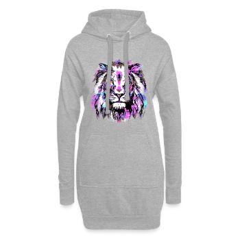 Signe du zodiaque Lion Coloré - Grand Chat - Faune - Sweat-shirt à capuche long Femme - gris chiné - Devant