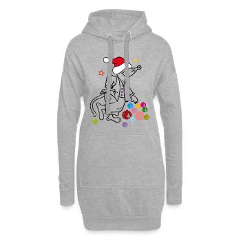 Weihnachten, Weihnachtsfest - Hoodie-Kleid - Grau meliert - Vorne
