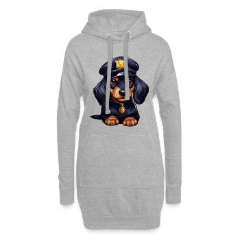 Dackel Polizist - Hoodie-Kleid - Grau meliert - Vorne