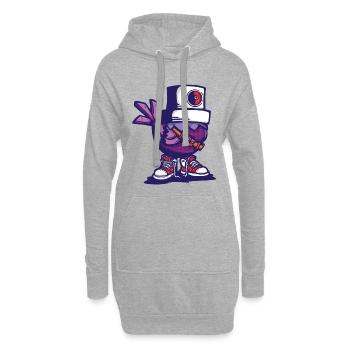 Vogel-Mütze - Hoodie-Kleid - Grau meliert - Vorne
