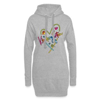 Kindergarten Herz Bunt Abschied Kita Danke sagen - Hoodie-Kleid - Grau meliert - Vorne