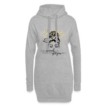 Glitzerkonfetti Spruch - Hoodie-Kleid - Grau meliert - Vorne
